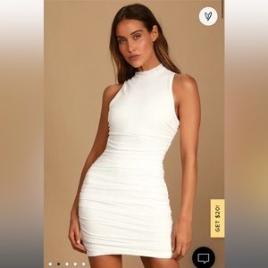 Lulus white mock neck mini dress NWT
